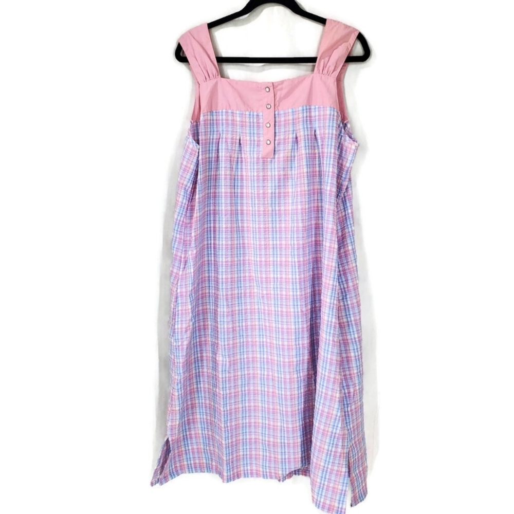 Vermont Country Store Plaid Night Dress House Dress Mumu Nightgown Pockets Sz M